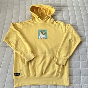 RIPNDIP Pastel Yellow Cotton Pullover Middle Finger Hoodie Sweatshirt Adult L